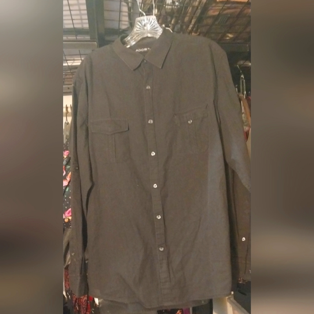 Axist Men's Black Button Down Long Sleeve Shirt